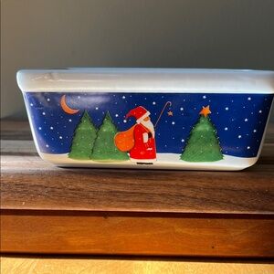 Vintage Festive Santa Ceramic Mini Loaf Pan By Nantuket